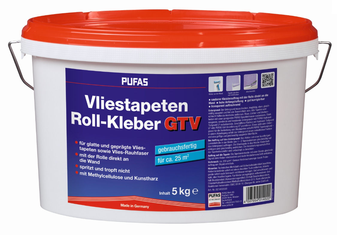 PUFAS Roll-Kleber für Vliestapeten gebrauchsfertig | 5 Liter