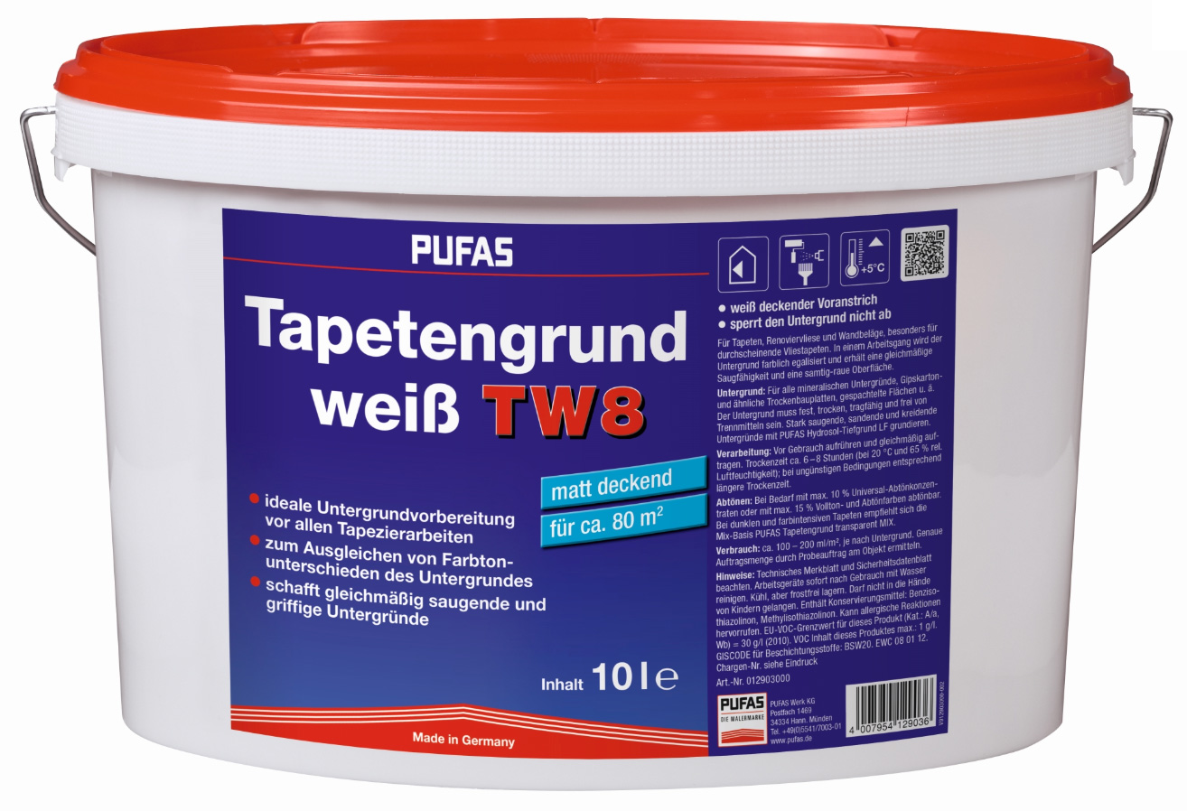 PUFAS Tapetengrund weiß TW8 | 10 Liter